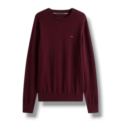 TOMMY HILFIGER THIN KNIT SWEATER BURGUNDY