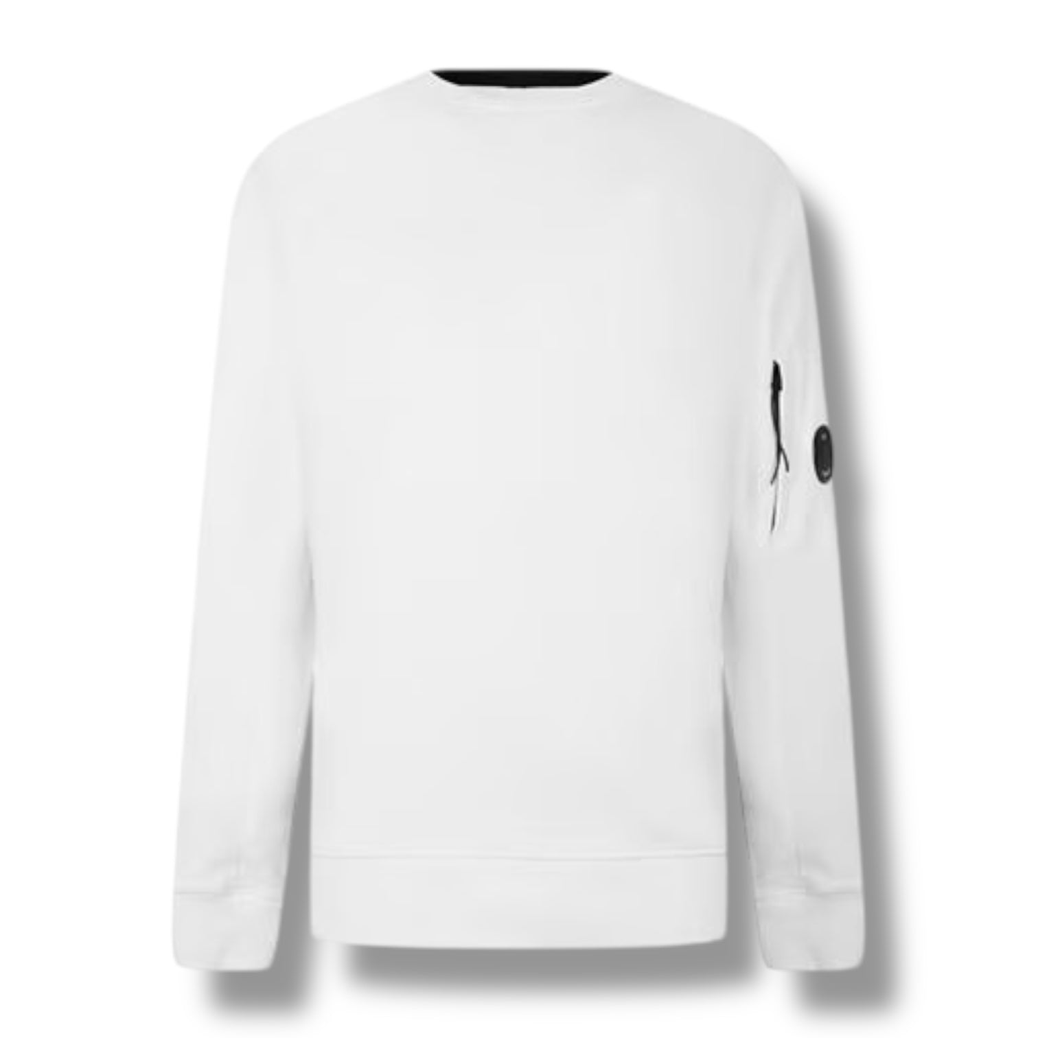 CP COMPANY LENS ARM CREWNECK SWEATSHIRT WHITE
