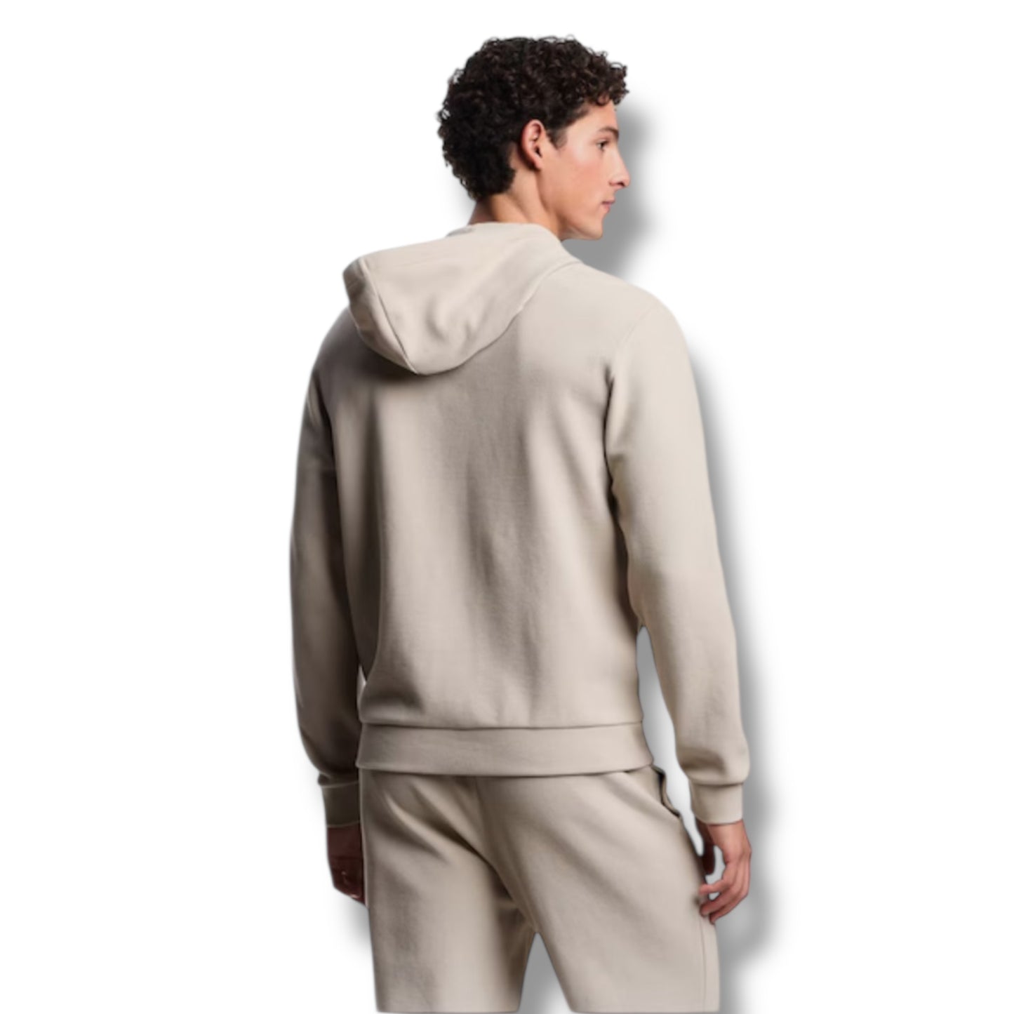 EMPORIO ARMANI ZIP UP HOODIE & SHORTS SET BEIGE