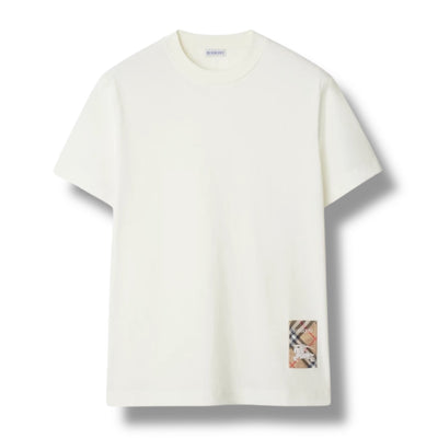 BURBERRY CHECK PATCH T-SHIRT WHITE