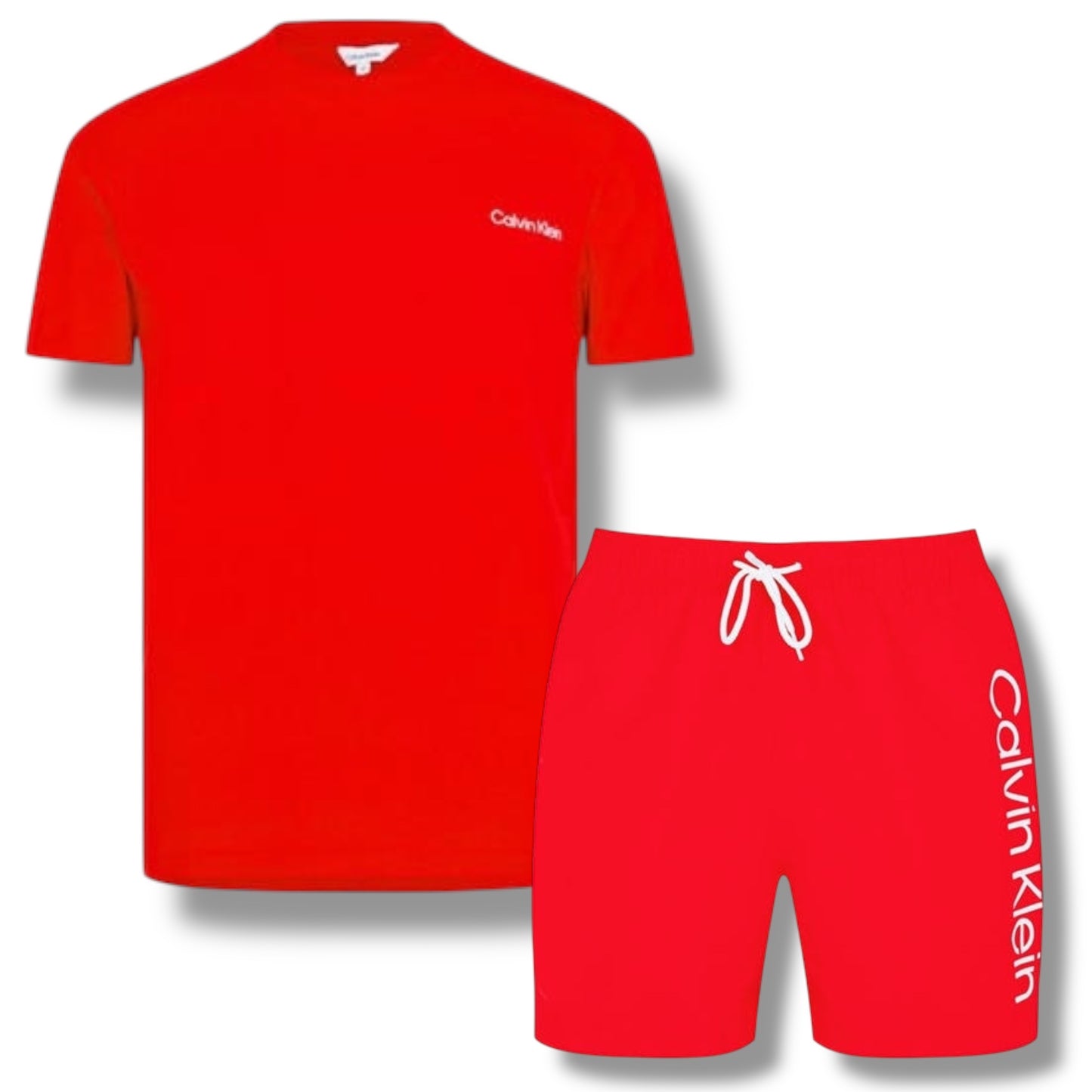 CALVIN KLEIN T-SHIRT & SWIM SHORTS SET RED