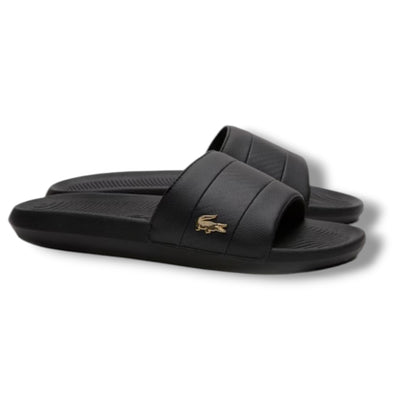 LACOSTE METAL TAB SLIDERS BLACK