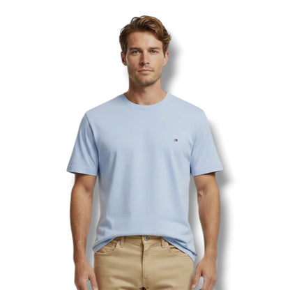 TOMMY HILFIGER SMALL LOGO T-SHIRT & SWIM SHORTS SET BREEZY BLUE & BLACK
