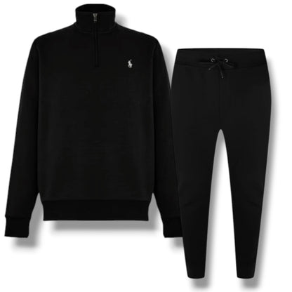 RALPH LAUREN TECH 1/4 ZIP SWEATSHIRT FULL TRACKSUIT BLACK