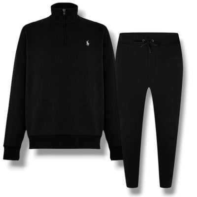 RALPH LAUREN TECH 1/4 ZIP SWEATSHIRT FULL TRACKSUIT BLACK