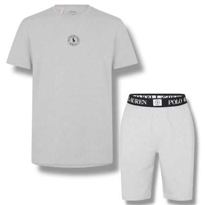 RALPH LAUREN PUCK T-SHIRT & JERSEY SHORTS SET GREY