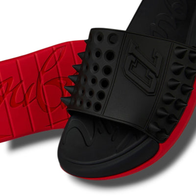 CHRISTIAN LOUBOUTIN RUBBER SPIKES SLIDERS BLACK