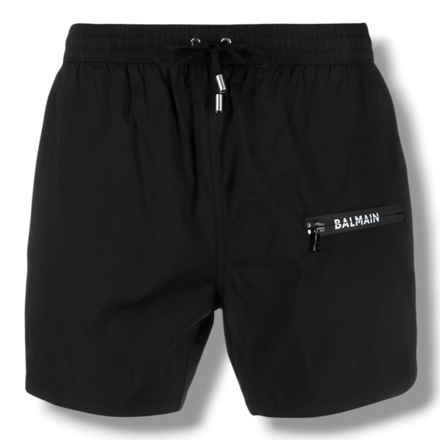 BALMAIN ZIP POCKET SWIM SHORTS BLACK