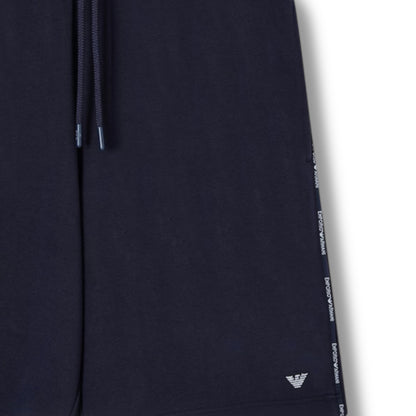 EMPORIO ARMANI ZIP UP TRIM HOODIE & SHORTS SET NAVY BLUE