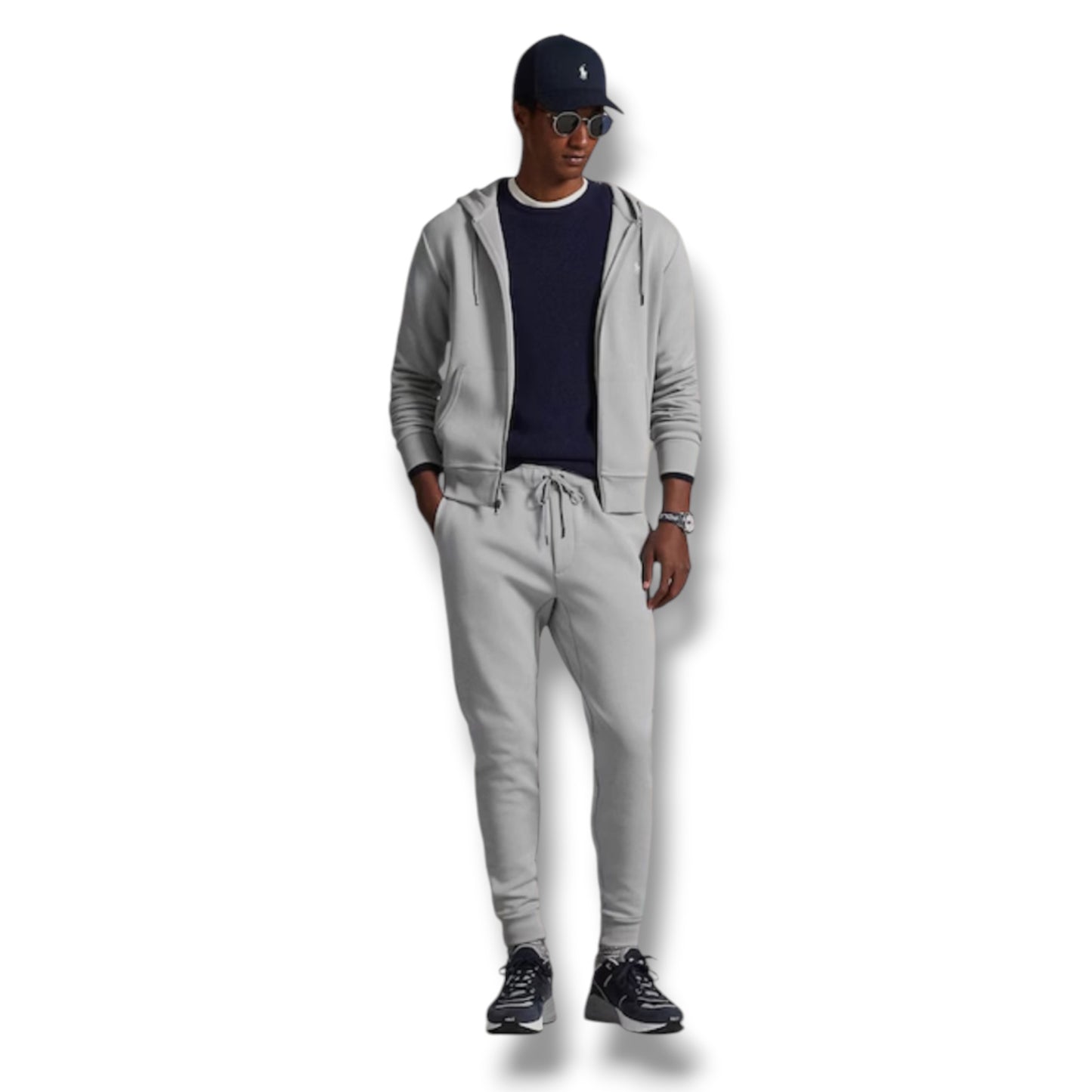 RALPH LAUREN TECH FULL ZIP HOODED TRACKSUIT SOFT GREY
