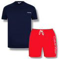 CALVIN KLEIN T-SHIRT & SWIM SHORTS SET NAVY BLUE & RED