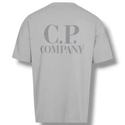 CP COMPANY DOUBLE LOGO T-SHIRT DOVE GREY