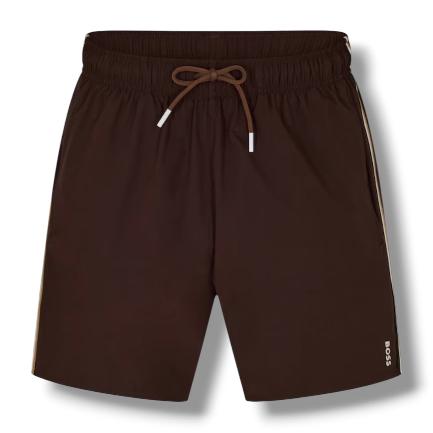HUGO BOSS ICONIC T-SHIRT & SWIM SHORTS SET WHITE & BROWN