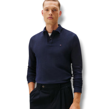 TOMMY HILFIGER LONG SLEEVE POLO SHIRT NAVY BLUE