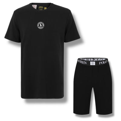 RALPH LAUREN PUCK T-SHIRT & JERSEY SHORTS SET BLACK