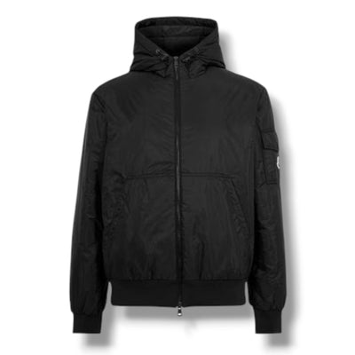 MONCLER HOODED PUFFER BOMBER JACKET BLACK