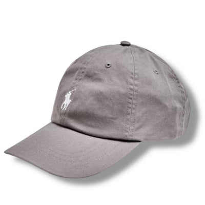 RALPH LAUREN POLO EMBROIDERED LOGO BASEBALL CAP GREY