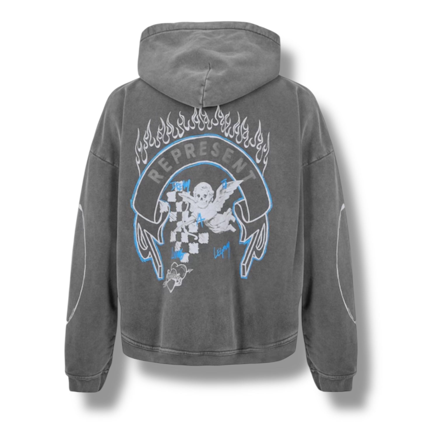 REPRESENT LEGACY ZIP UP HOODIE WASHED GREY