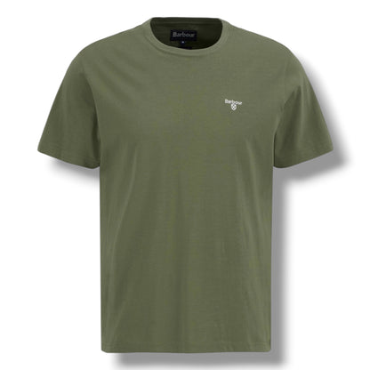 BARBOUR SMALL LOGO T-SHIRT & SHELL SWIM SHORTS OLIVE GREEN & NAVY BLUE