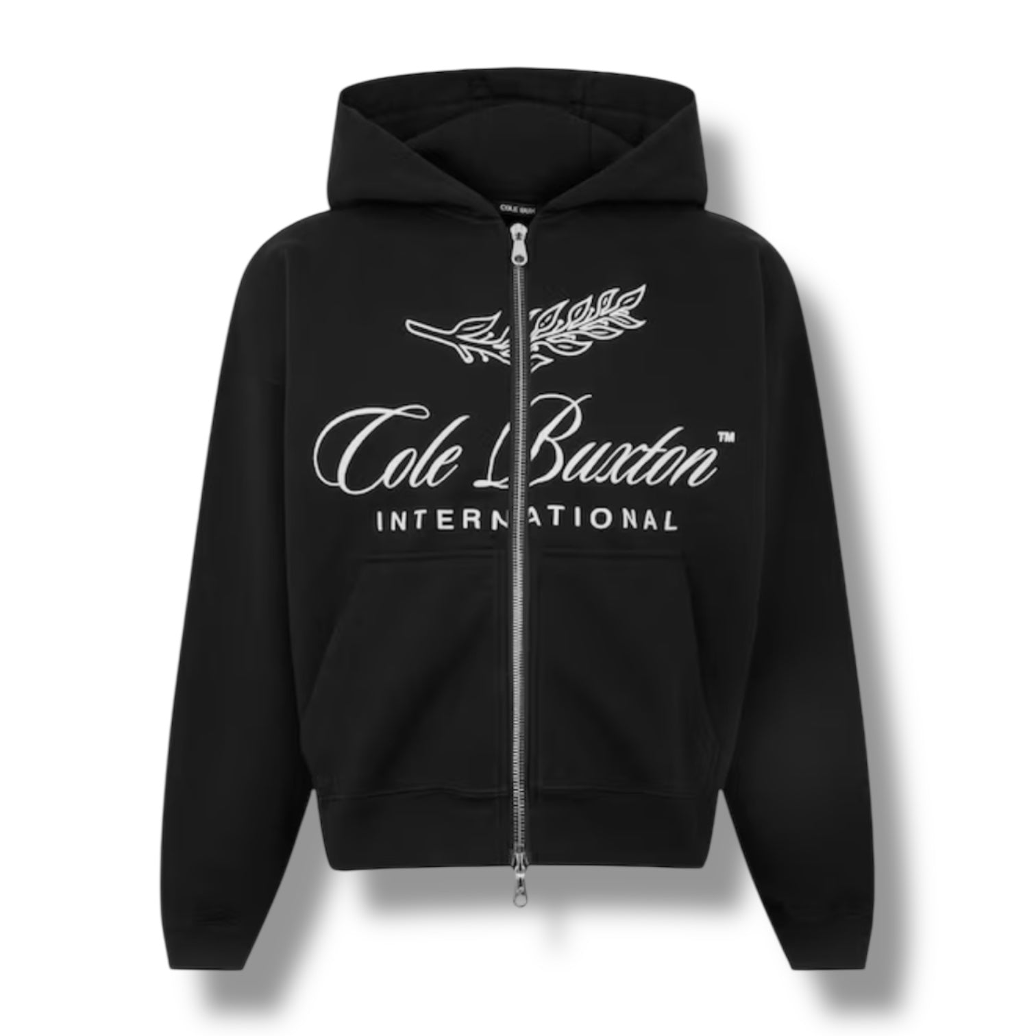 COLE BUXTON INTER FRONT LOGO ZIP UP HOODIE BLACK