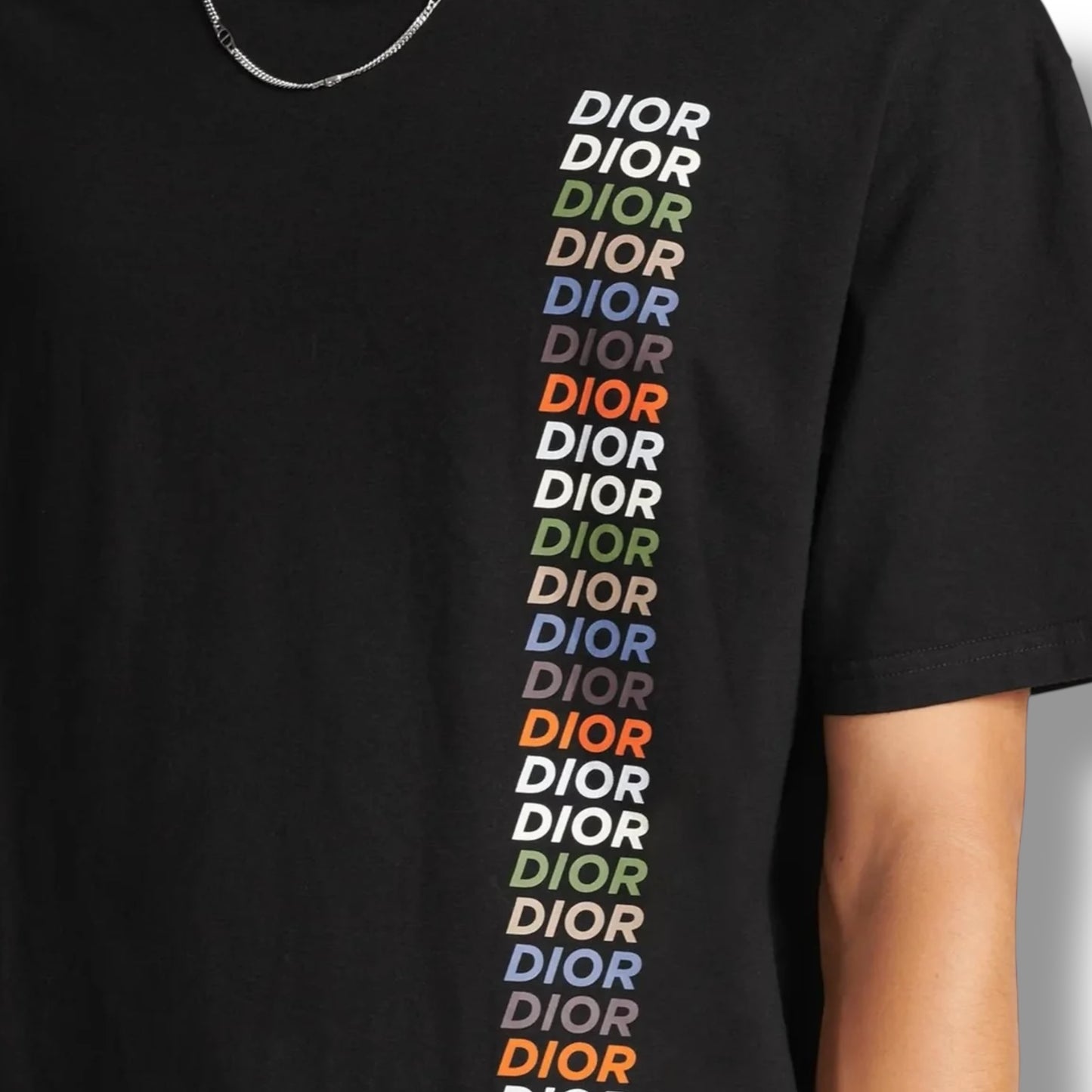 DIOR MULTI VERTICAL LOGO T SHIRT BLACK