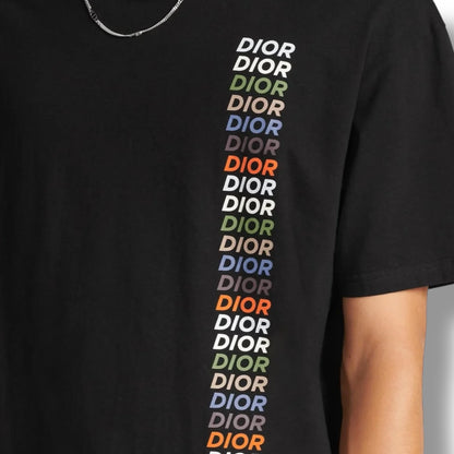 DIOR MULTI VERTICAL LOGO T SHIRT BLACK