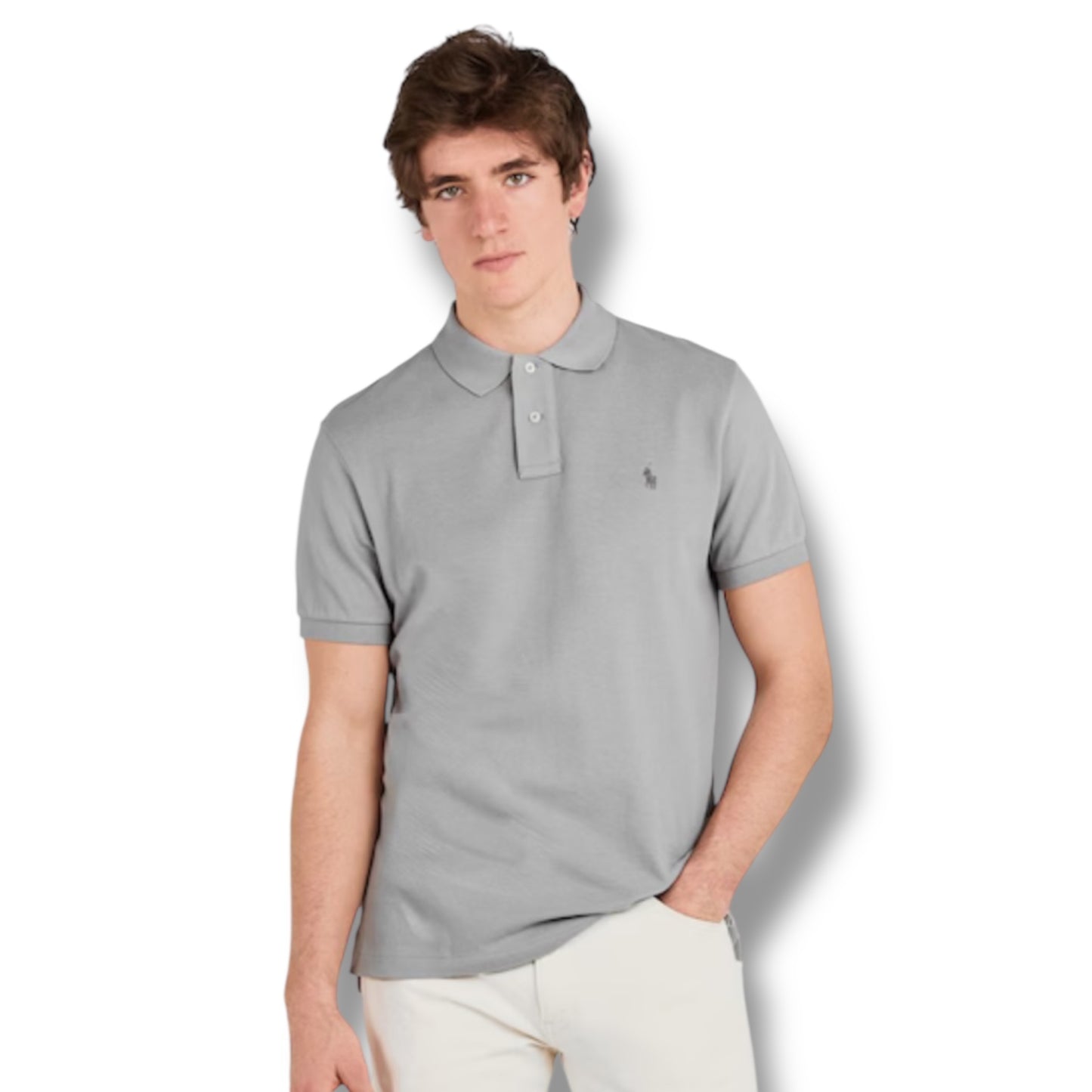 RALPH LAUREN CUSTOM FIT POLO SHIRT SOFT GREY
