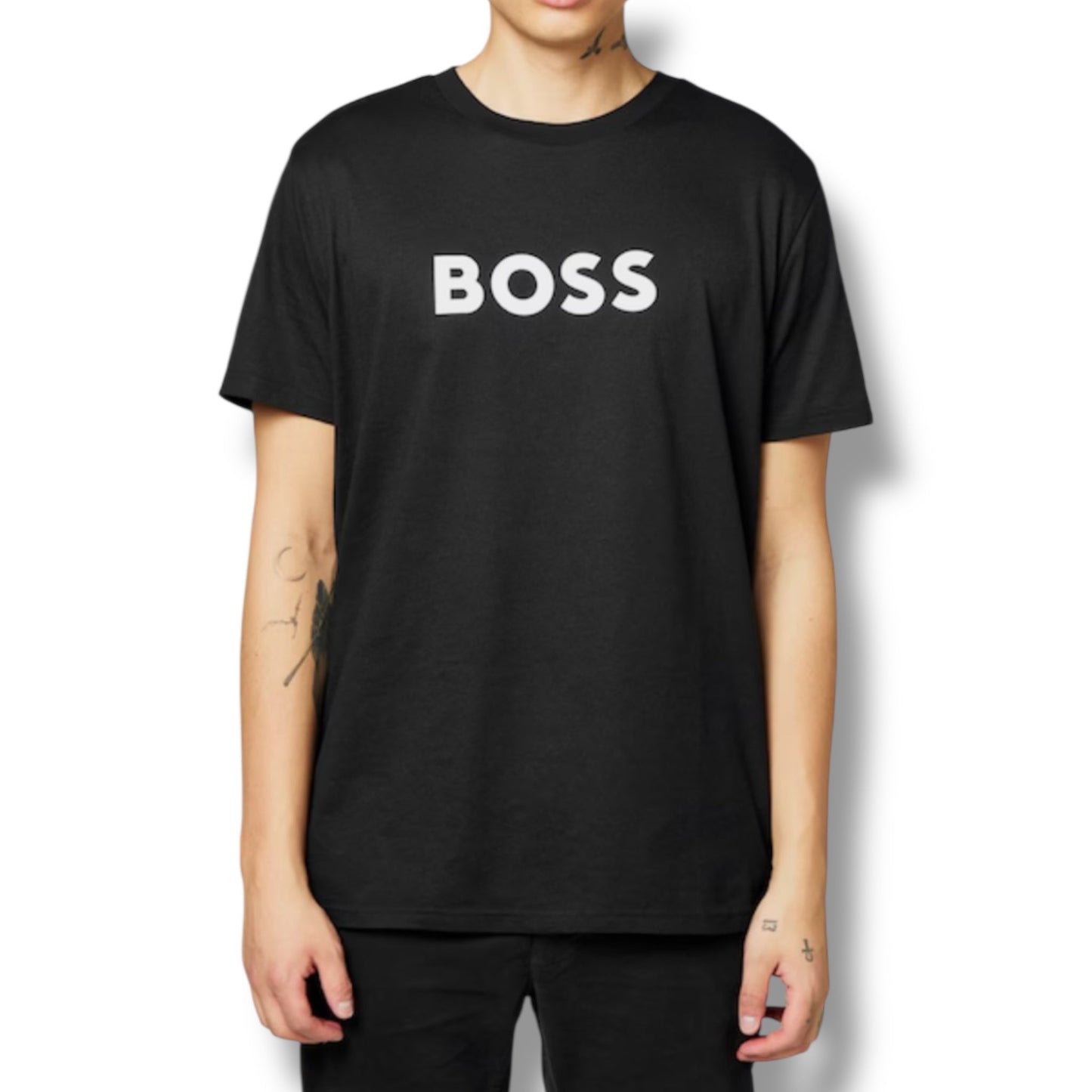 HUGO BOSS BIG LOGO T-SHIRT & SWIM SHORTS COMBO BLACK