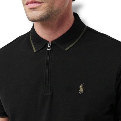 RALPH LAUREN ZIP POLO SHIRT BLACK