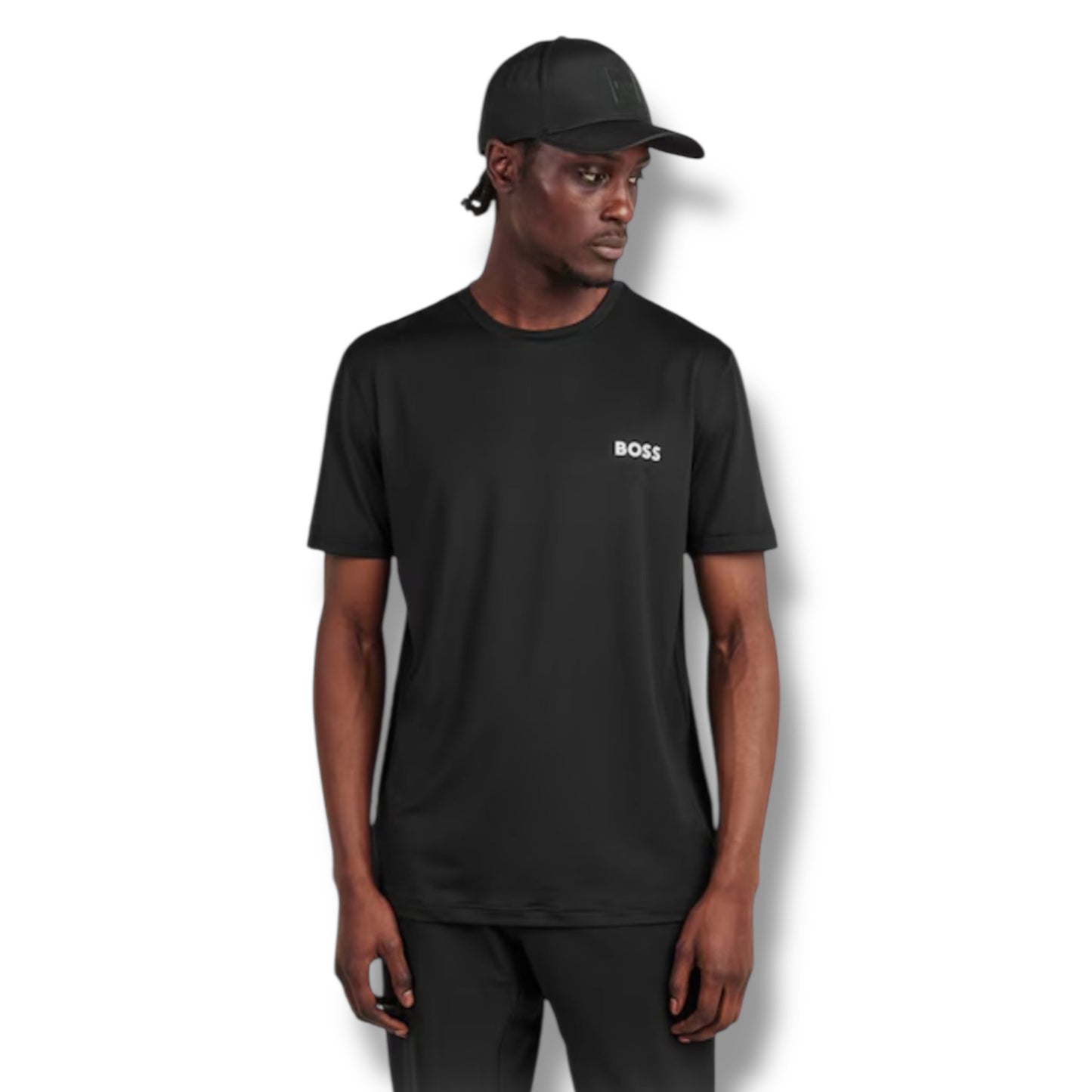 HUGO BOSS GYM KIT TRIPLE SET TECH 1/4 ZIP - T-SHIRT & SHORTS BLACK