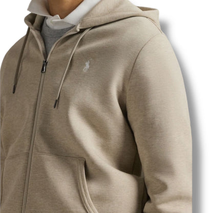 RALPH LAUREN TECH ZIP UP HOODIE BEIGE
