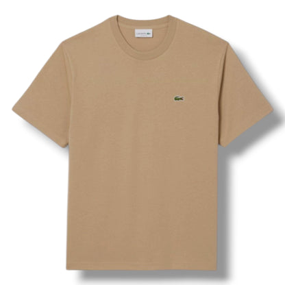LACOSTE SMALL LOGO T-SHIRT & JERSEY SHORTS SET BEIGE & NAVY BLUE
