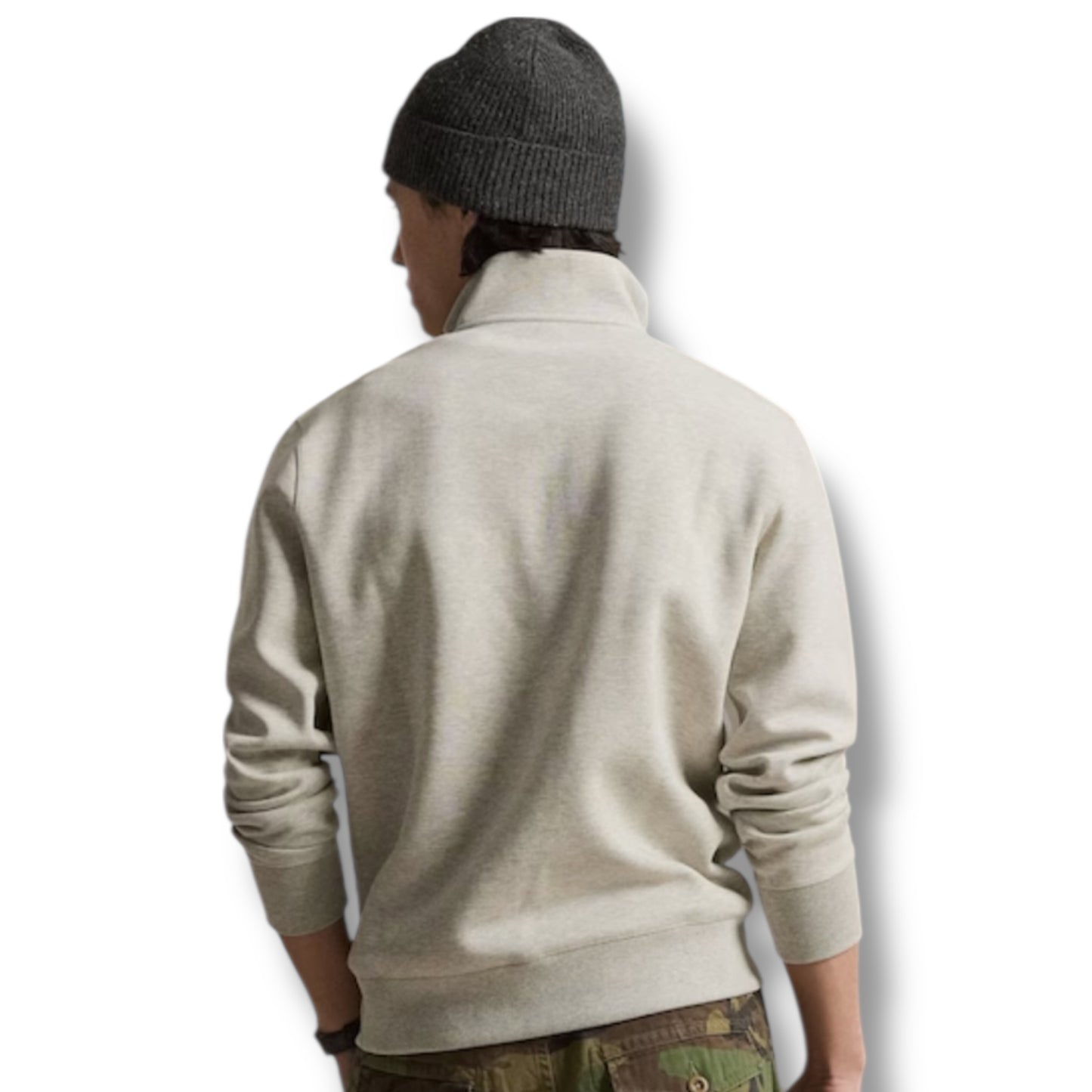 RALPH LAUREN TECH 1/4 ZIP SWEATSHIRT HEATHER GREY