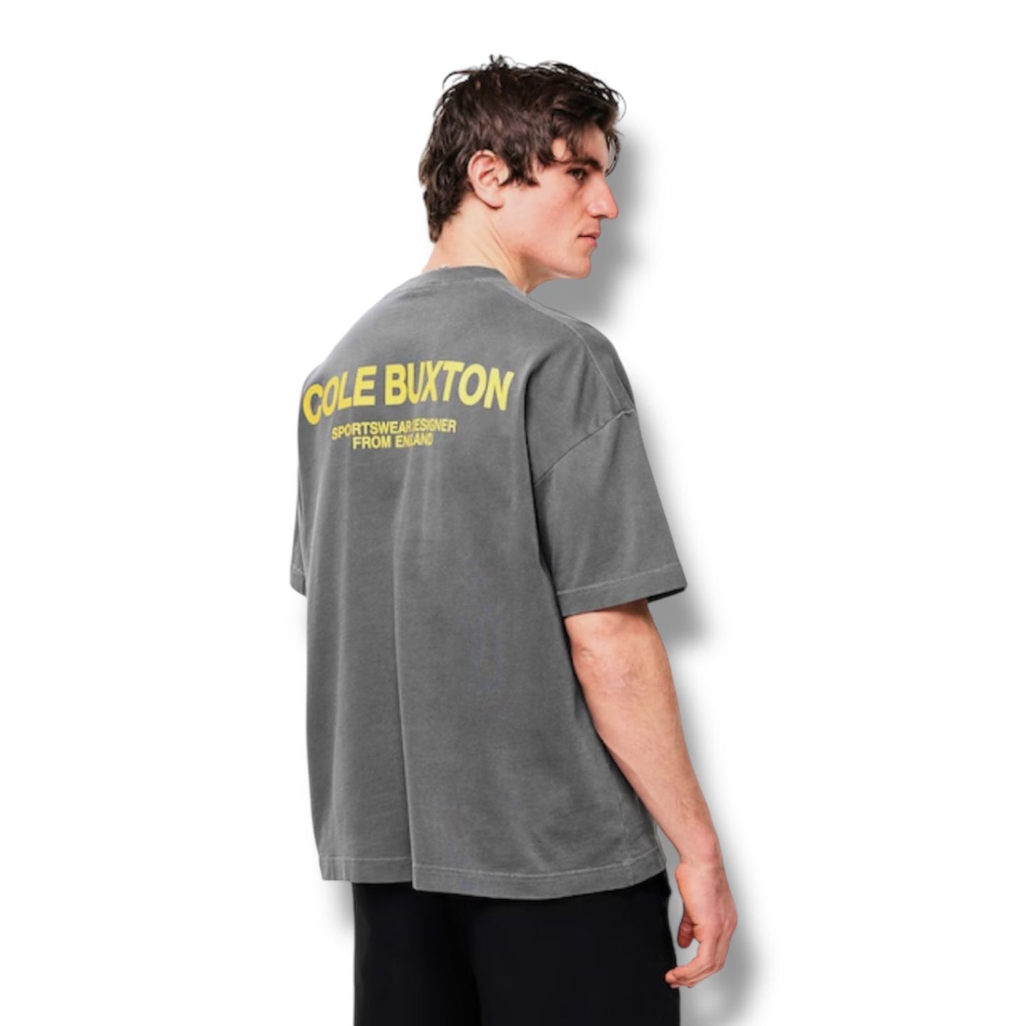 COLE BUXTON LOGO T-SHIRT WASHED BLACK YELLOW