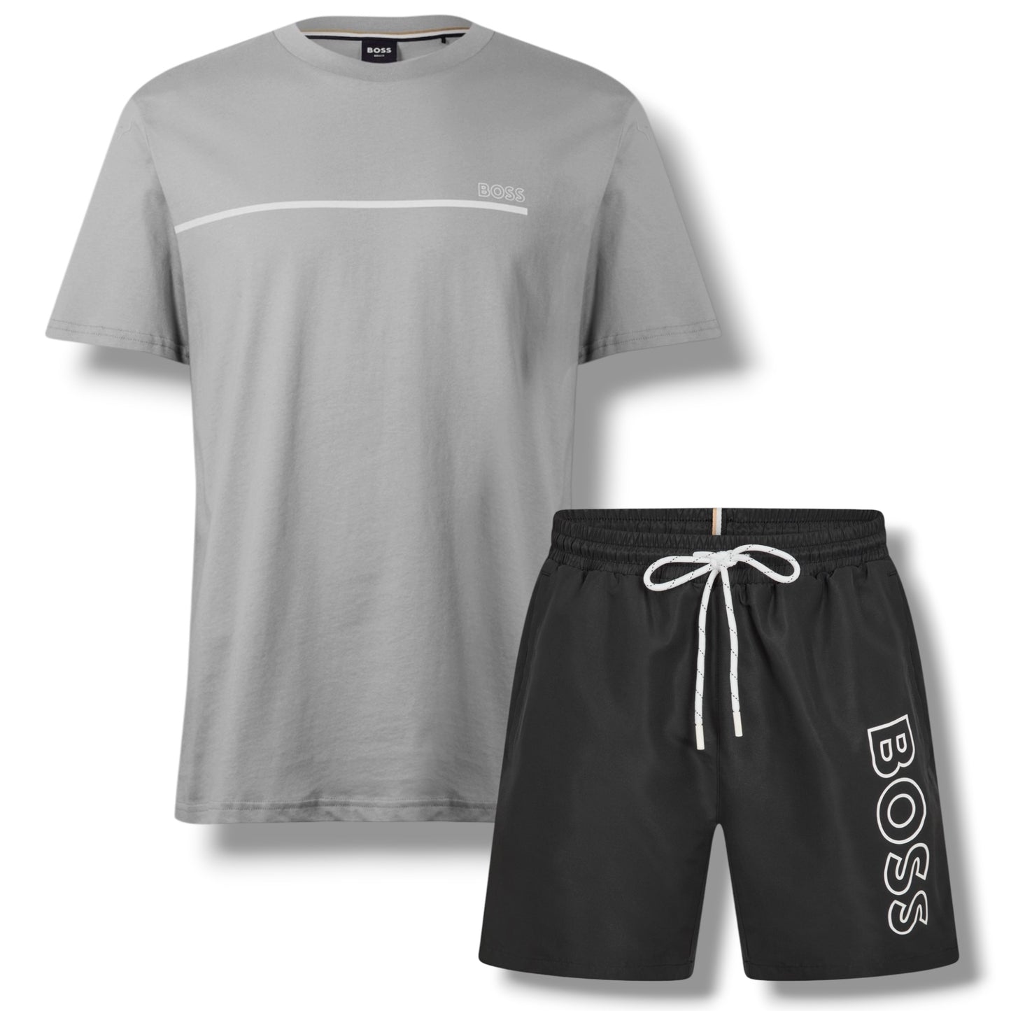 HUGO BOSS STORM T-SHIRT & SWIM SET GREY & BLACK