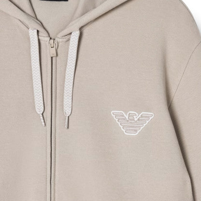 EMPORIO ARMANI ZIP UP HOODIE & SHORTS SET BEIGE