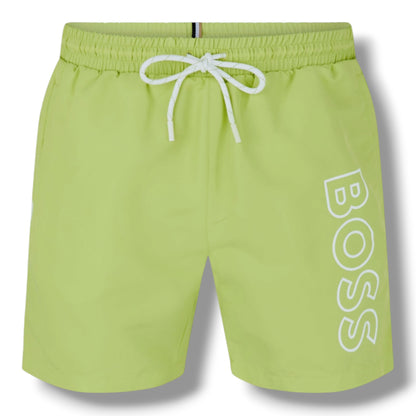 HUGO BOSS STORM T-SHIRT & SWIM SHORTS SET WHITE & LIME GREEN