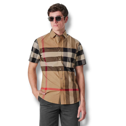 BURBERRY SOMERTON CHECK SHORT SLEEVE SHIRT BEIGE