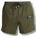 BALMAIN ZIP POCKET SWIM SHORTS KHAKI GREEN