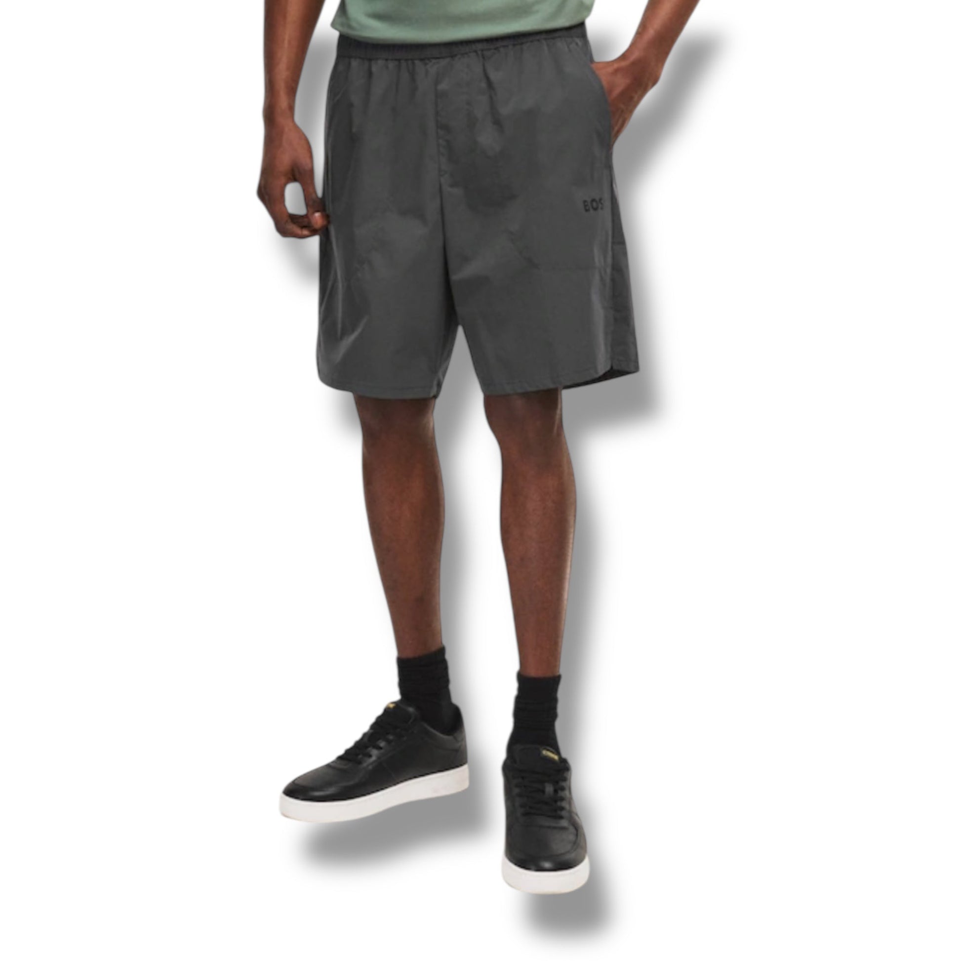 HUGO BOSS GYM KIT TECH 1/4 ZIP & SHORTS GREY