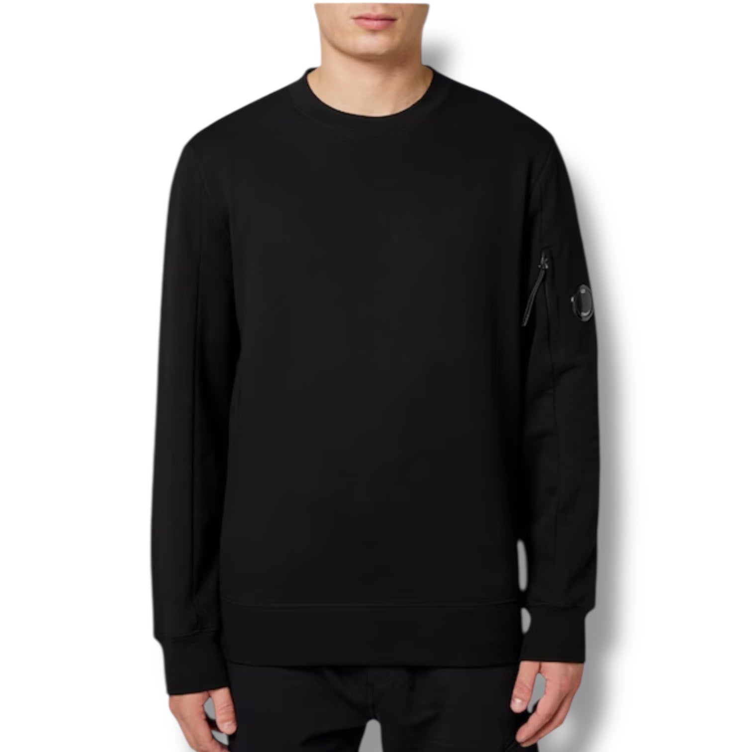 CP COMPANY LENS ARM CREWNECK SWEATSHIRT BLACK