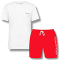 CALVIN KLEIN T-SHIRT & SWIM SHORTS SET WHITE & RED