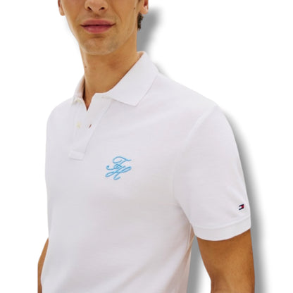 TOMMY HILFIGER ITALIC LOGO POLO SHIRT WHITE