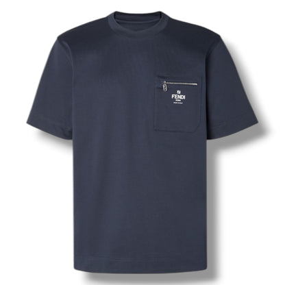 FENDI ZIP POCKET T-SHIRT NAVY BLUE