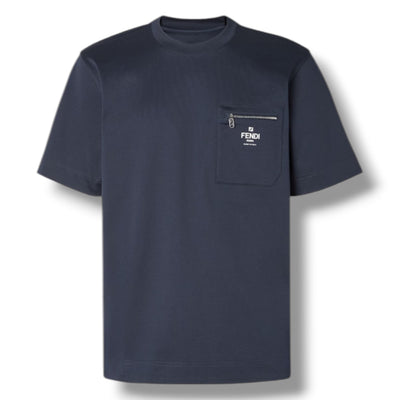 FENDI ZIP POCKET T-SHIRT NAVY BLUE
