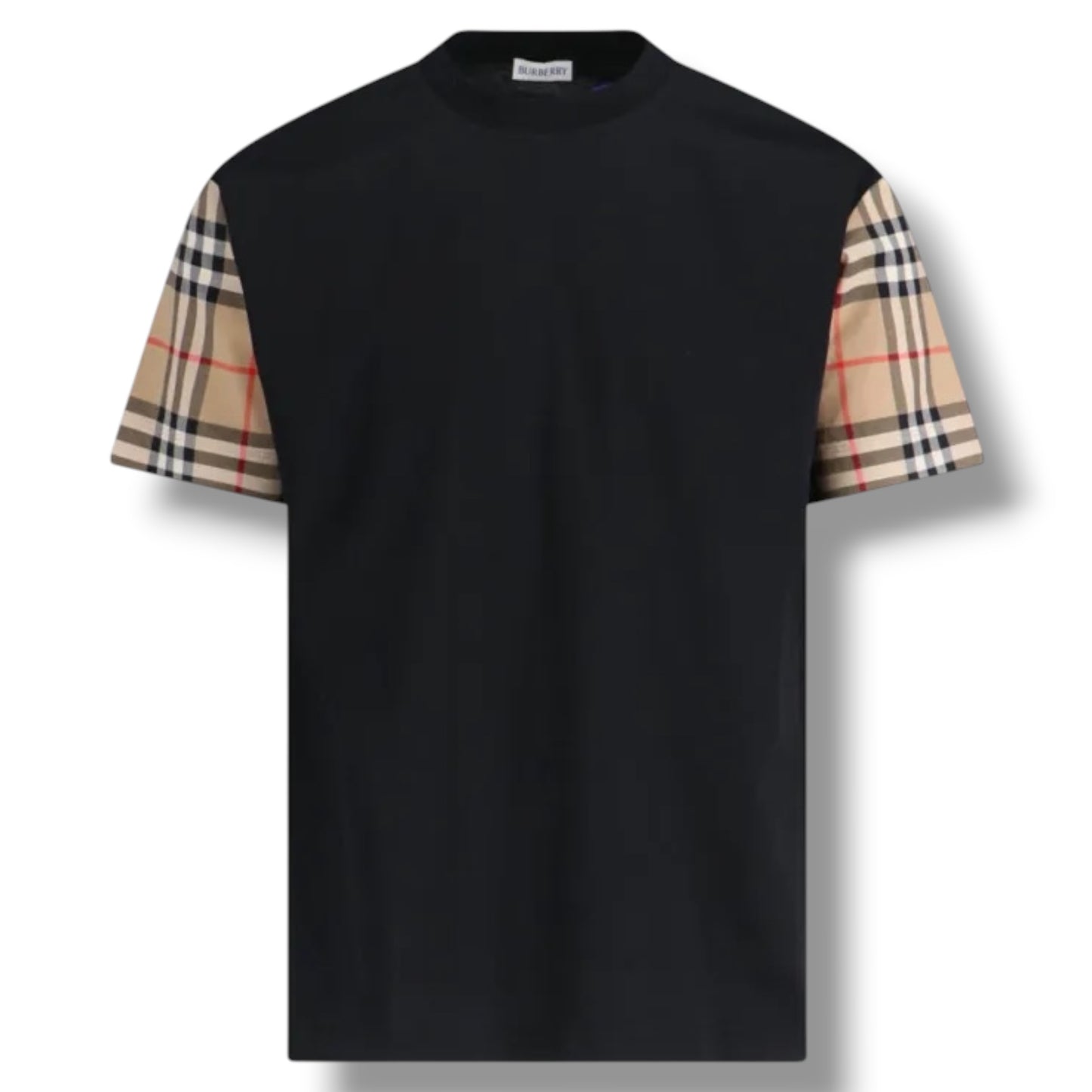 BURBERRY CHECK SLEEVE T-SHIRT BLACK