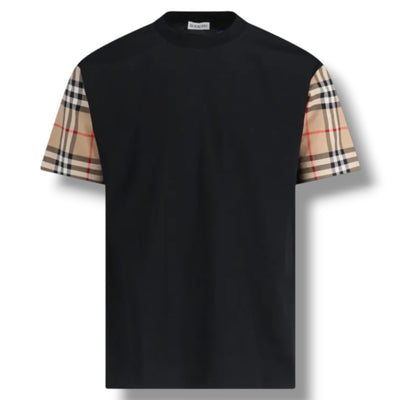 BURBERRY CHECK SLEEVE T-SHIRT BLACK