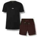 HUGO BOSS ICONIC T-SHIRT & SWIM SHORTS SET BLACK & BROWN