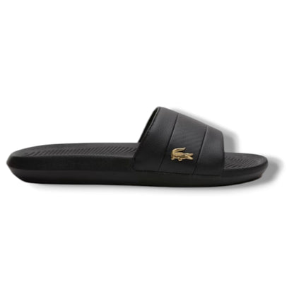 LACOSTE METAL TAB SLIDERS BLACK