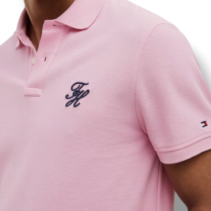 TOMMY HILFIGER ITALIC LOGO POLO SHIRT PINK